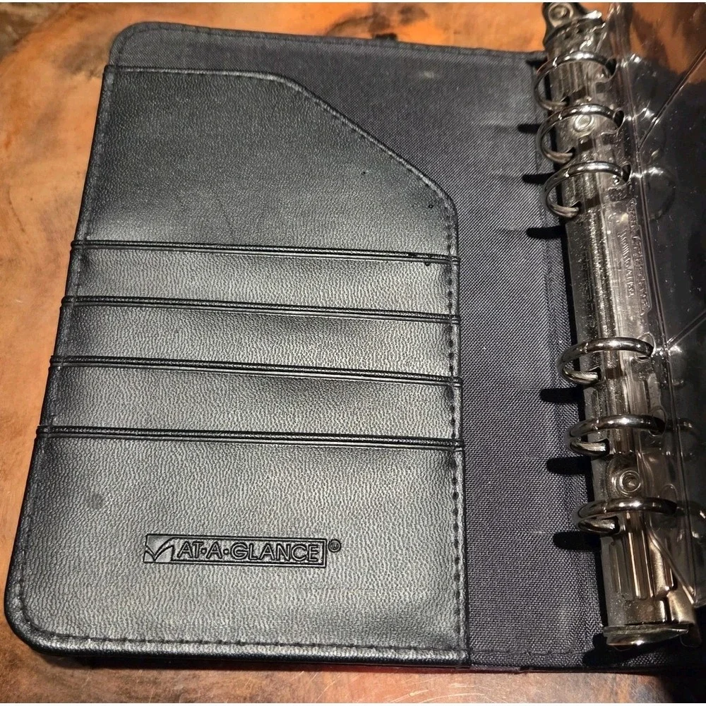 At A Glance Faux Leather Black Binder Planner Divider Organizer Fits 8x5